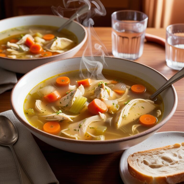 Caldo de Pollo casero, entrante para el frio.