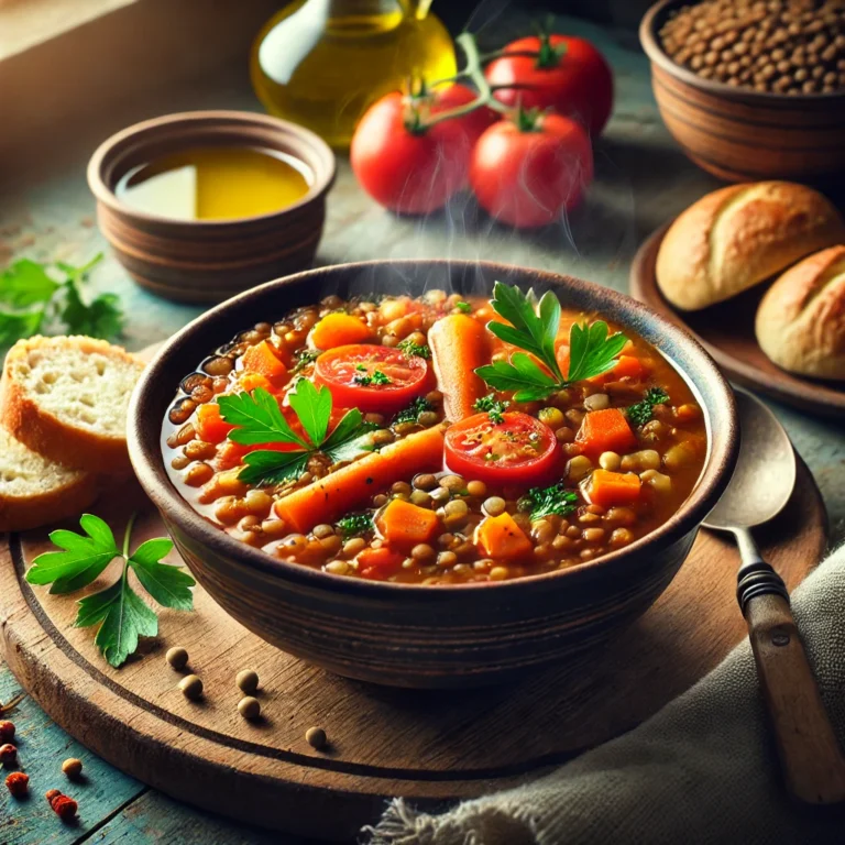 Sopa de Lentejas Rojas con Verduras.