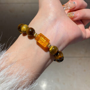 Golden Tiger Eye & Citrine Beaded Bracelet – Natural Gemstone